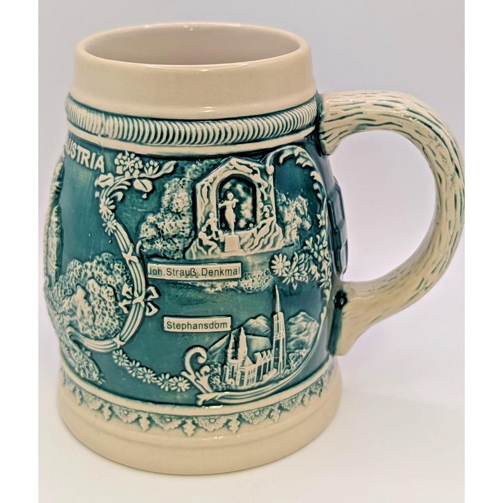 World Market Beer Stein / Mug Raised Relief Austria Landmarks 26 oz